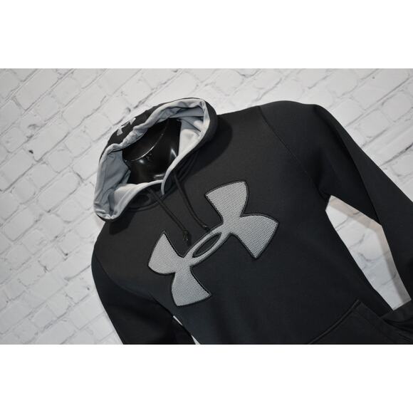 Under Armour Hoodie Mens Size Medium Loose Black ColdGear Polyester Performance - Picture 1 of 7